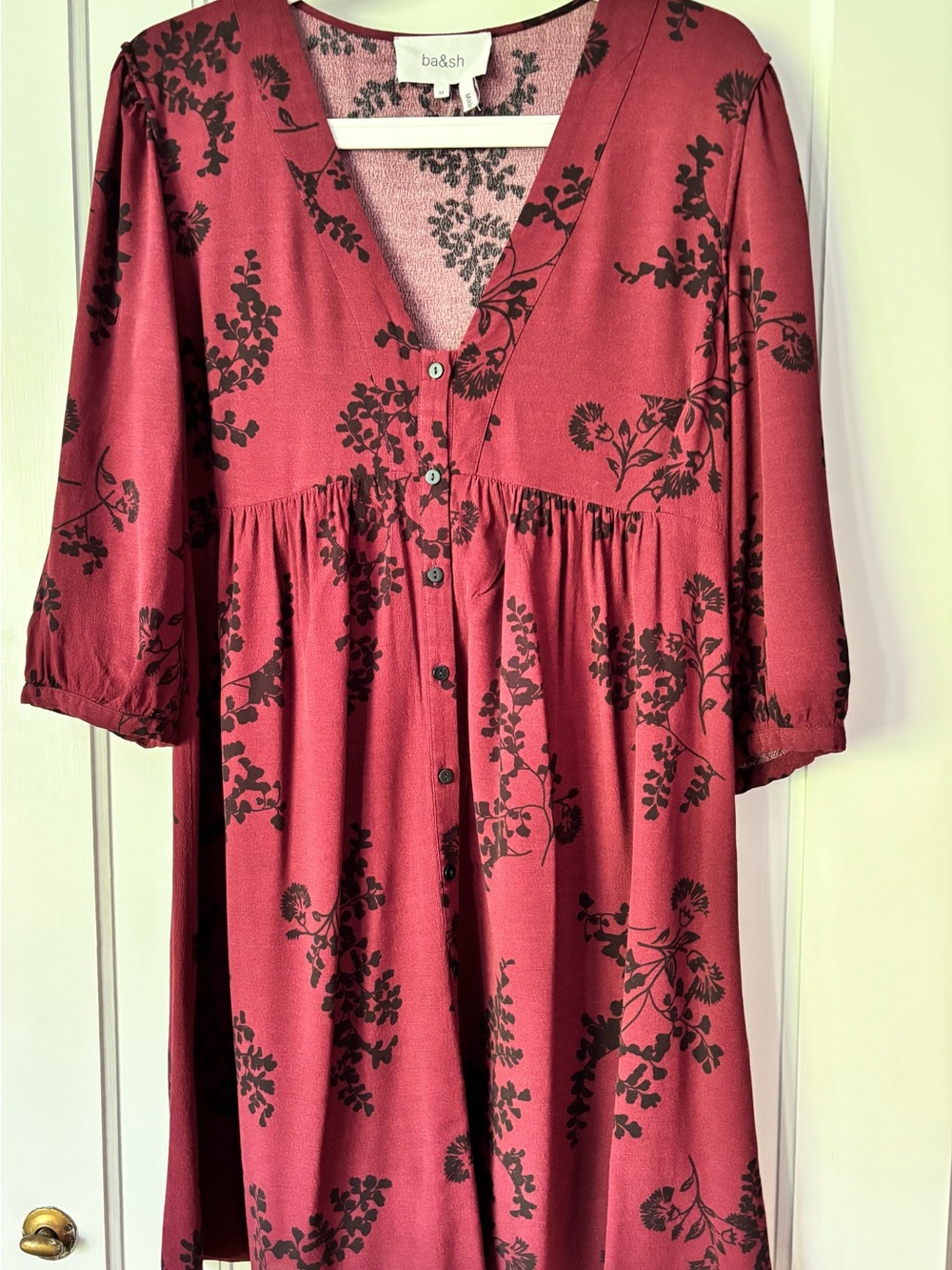 Ba&sh Dress in Burgundy and Blackberry Print size M